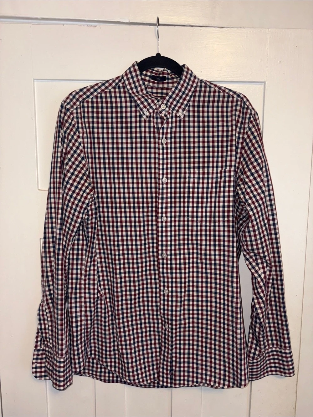 J. Crew Men's Gingham Button-Down Shirt in Red, Navy & White